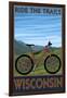 Wisconsin - Mountain Bike Scene - Ride the Trails-Lantern Press-Framed Art Print