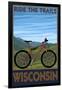 Wisconsin - Mountain Bike Scene - Ride the Trails-Lantern Press-Framed Art Print