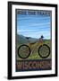 Wisconsin - Mountain Bike Scene - Ride the Trails-Lantern Press-Framed Art Print