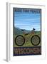 Wisconsin - Mountain Bike Scene - Ride the Trails-Lantern Press-Framed Art Print