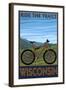 Wisconsin - Mountain Bike Scene - Ride the Trails-Lantern Press-Framed Art Print