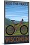 Wisconsin - Mountain Bike Scene - Ride the Trails-Lantern Press-Mounted Art Print