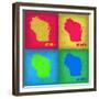 Wisconsin Pop Art Map 1-NaxArt-Framed Premium Giclee Print