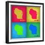 Wisconsin Pop Art Map 1-NaxArt-Framed Premium Giclee Print