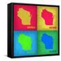 Wisconsin Pop Art Map 1-NaxArt-Framed Stretched Canvas