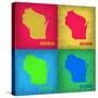 Wisconsin Pop Art Map 1-NaxArt-Stretched Canvas