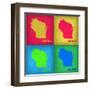 Wisconsin Pop Art Map 1-NaxArt-Framed Art Print