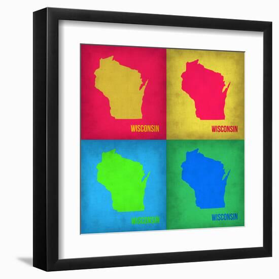 Wisconsin Pop Art Map 1-NaxArt-Framed Art Print