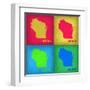 Wisconsin Pop Art Map 1-NaxArt-Framed Art Print