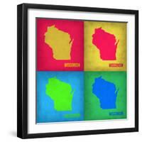 Wisconsin Pop Art Map 1-NaxArt-Framed Art Print