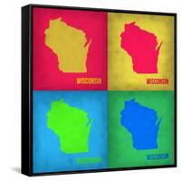 Wisconsin Pop Art Map 1-NaxArt-Framed Stretched Canvas