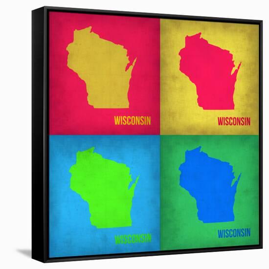 Wisconsin Pop Art Map 1-NaxArt-Framed Stretched Canvas