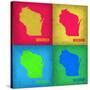 Wisconsin Pop Art Map 1-NaxArt-Stretched Canvas