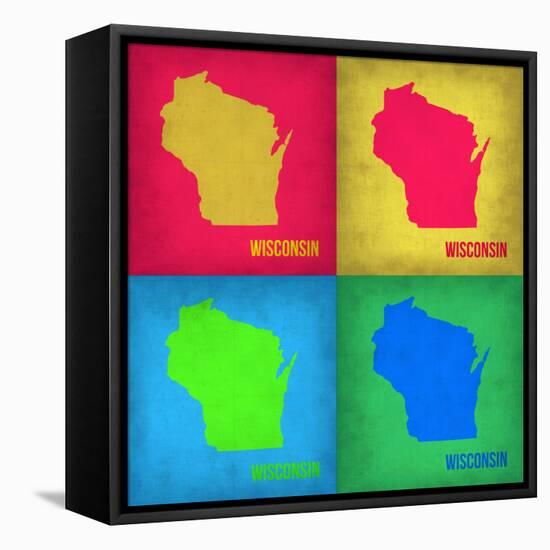 Wisconsin Pop Art Map 1-NaxArt-Framed Stretched Canvas