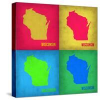 Wisconsin Pop Art Map 1-NaxArt-Stretched Canvas