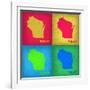 Wisconsin Pop Art Map 1-NaxArt-Framed Art Print