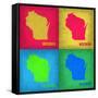 Wisconsin Pop Art Map 1-NaxArt-Framed Stretched Canvas