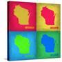 Wisconsin Pop Art Map 1-NaxArt-Stretched Canvas