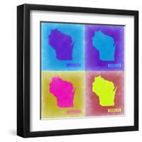 Wisconsin Pop Art Map 3-NaxArt-Framed Art Print