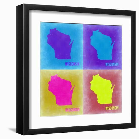 Wisconsin Pop Art Map 3-NaxArt-Framed Art Print
