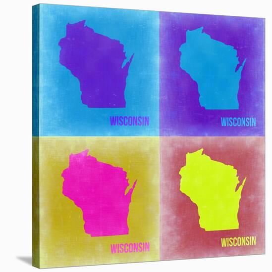 Wisconsin Pop Art Map 3-NaxArt-Stretched Canvas