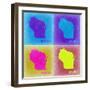 Wisconsin Pop Art Map 3-NaxArt-Framed Art Print