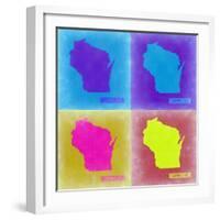 Wisconsin Pop Art Map 3-NaxArt-Framed Art Print