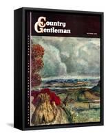 "Wisconsin River Valley," Country Gentleman Cover, October 1, 1946-J. Steuart Curry-Framed Stretched Canvas