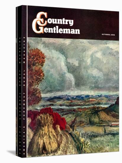 "Wisconsin River Valley," Country Gentleman Cover, October 1, 1946-J. Steuart Curry-Stretched Canvas