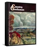 "Wisconsin River Valley," Country Gentleman Cover, October 1, 1946-J. Steuart Curry-Framed Stretched Canvas