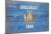 Wisconsin State Flag - Barnwood Painting-Lantern Press-Mounted Art Print