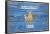 Wisconsin State Flag - Barnwood Painting-Lantern Press-Framed Stretched Canvas