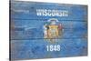 Wisconsin State Flag - Barnwood Painting-Lantern Press-Stretched Canvas