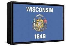 Wisconsin State Flag-Lantern Press-Framed Stretched Canvas