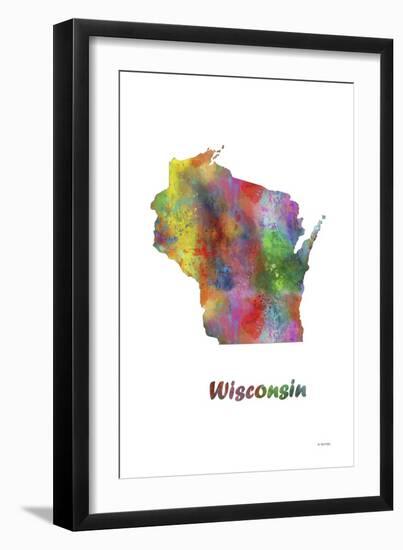 Wisconsin State Map 1-Marlene Watson-Framed Premium Giclee Print