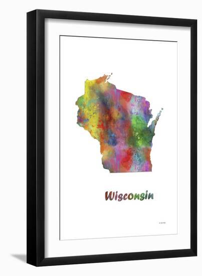 Wisconsin State Map 1-Marlene Watson-Framed Giclee Print