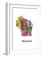 Wisconsin State Map 1-Marlene Watson-Framed Giclee Print