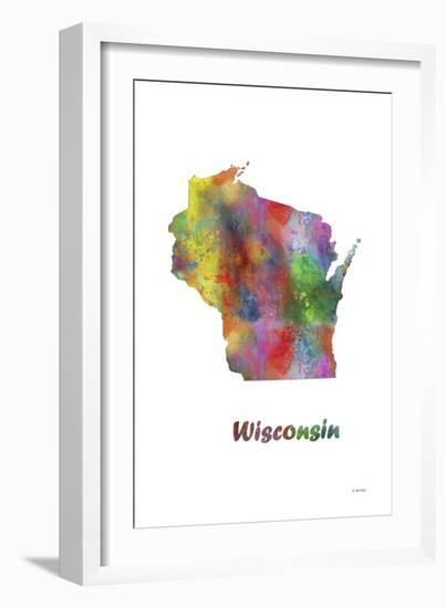 Wisconsin State Map 1-Marlene Watson-Framed Giclee Print