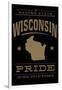 Wisconsin State Pride - Gold on Black-Lantern Press-Framed Art Print