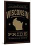 Wisconsin State Pride - Gold on Black-Lantern Press-Framed Art Print