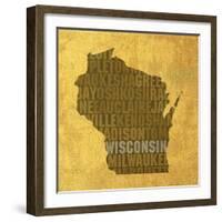 Wisconsin State Words-David Bowman-Framed Giclee Print