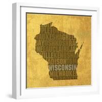 Wisconsin State Words-David Bowman-Framed Giclee Print