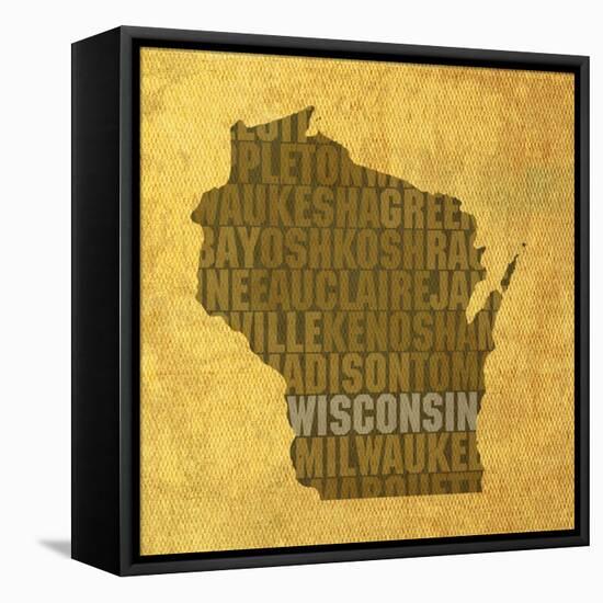 Wisconsin State Words-David Bowman-Framed Stretched Canvas