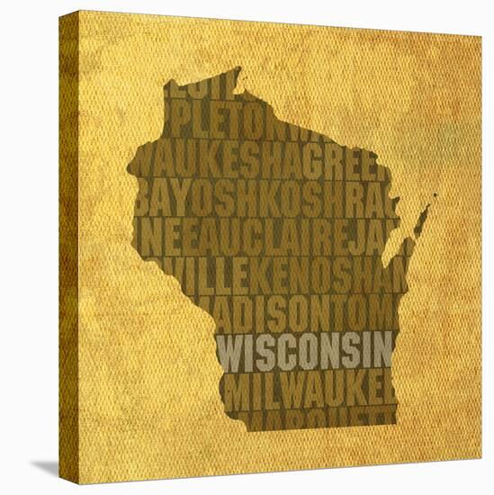 Wisconsin State Words-David Bowman-Stretched Canvas