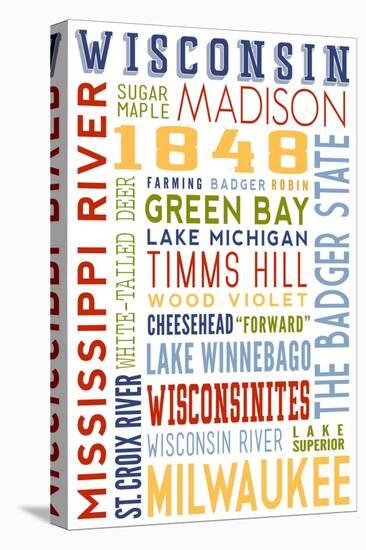 Wisconsin - Typography-Lantern Press-Stretched Canvas