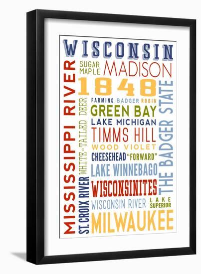 Wisconsin - Typography-Lantern Press-Framed Art Print