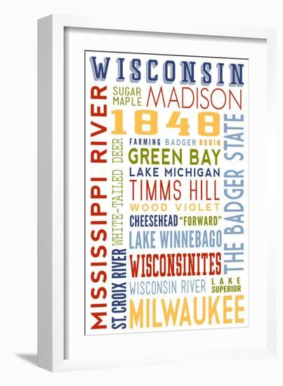 Wisconsin - Typography-Lantern Press-Framed Art Print