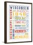 Wisconsin - Typography-Lantern Press-Framed Art Print