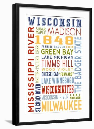 Wisconsin - Typography-Lantern Press-Framed Art Print