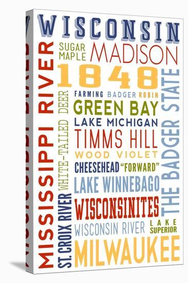 Wisconsin - Typography-Lantern Press-Stretched Canvas